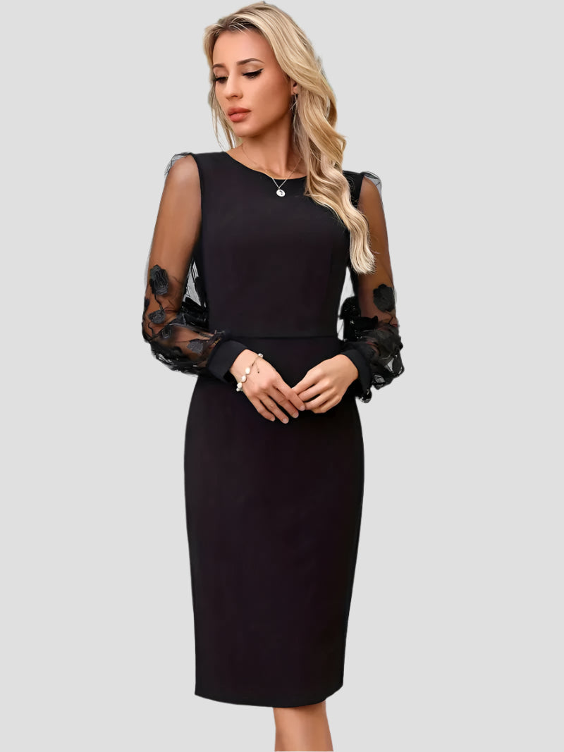 Lune Blancha Orlina - Elegant Midi Dress with Transparent Sleeves Lune Blanche