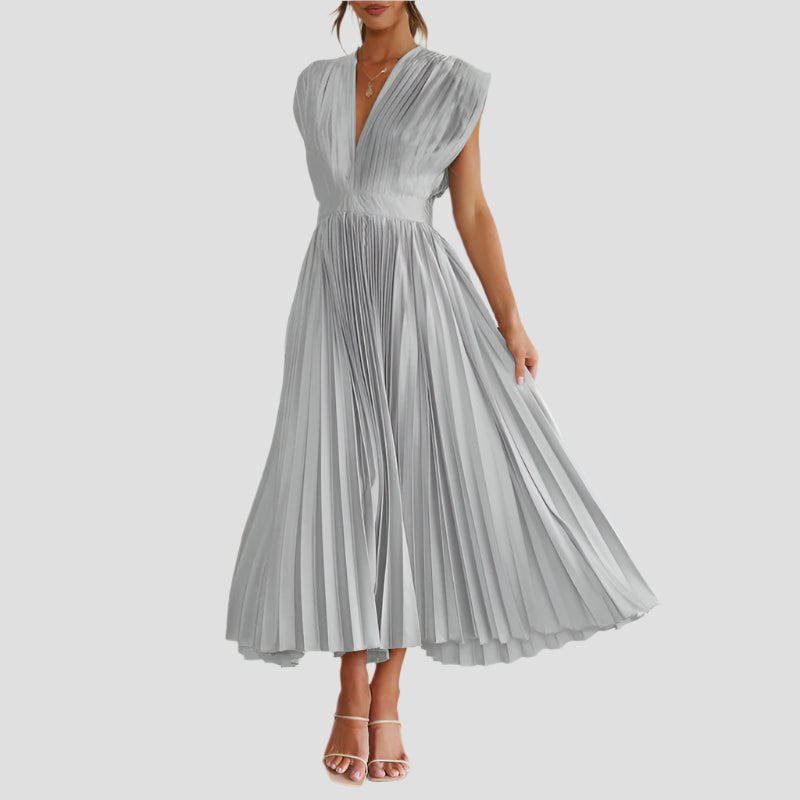 Rosalia - Elegant V-Neck Dress with Alluring Back Tie Lune Blanche