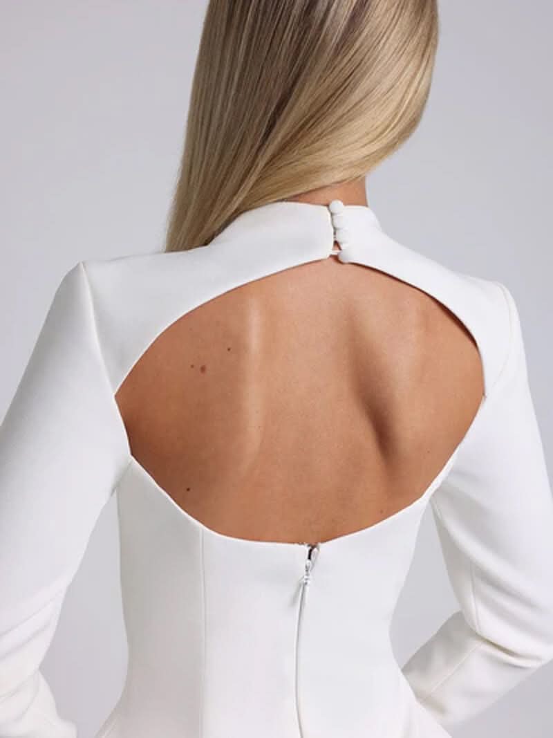 Corvelle Mini Dress with Long Sleeves and Back Cut-Out Lune Blanche