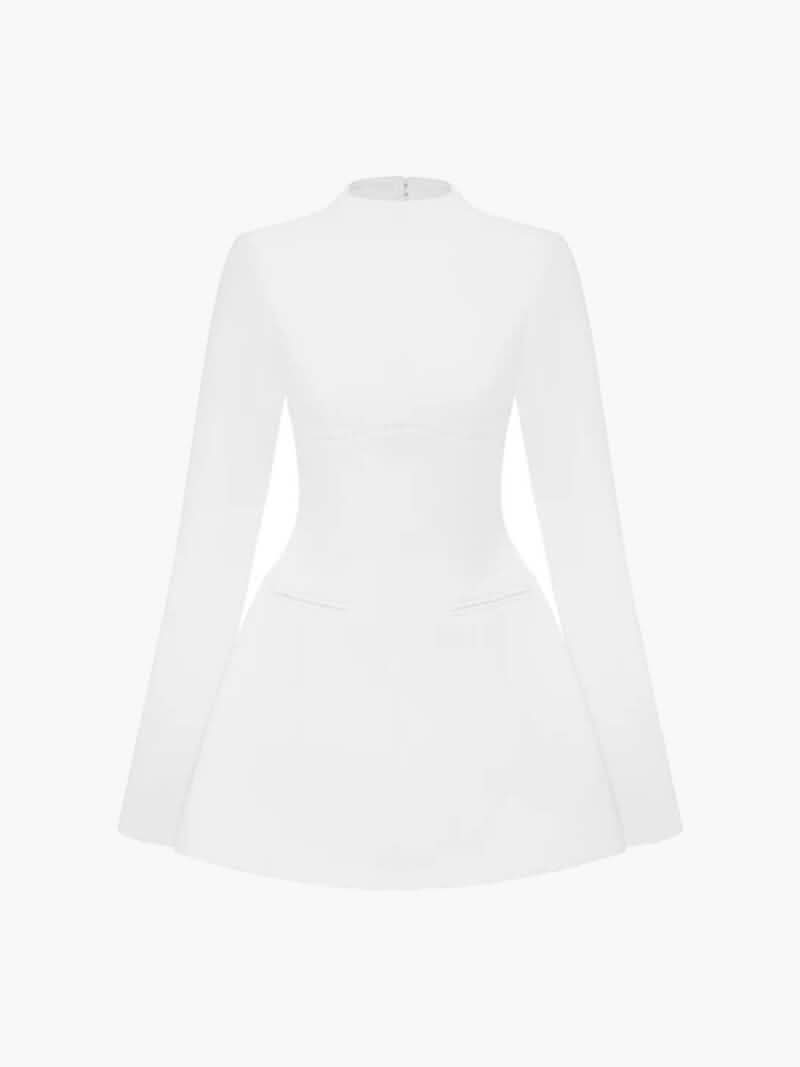 Corvelle Mini Dress with Long Sleeves and Back Cut-Out Lune Blanche